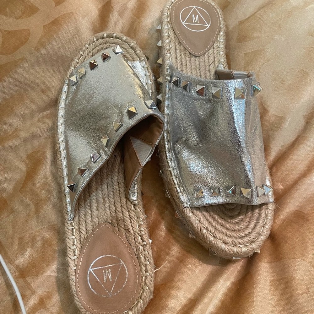 Misguided Silver Stud Slides - image 1